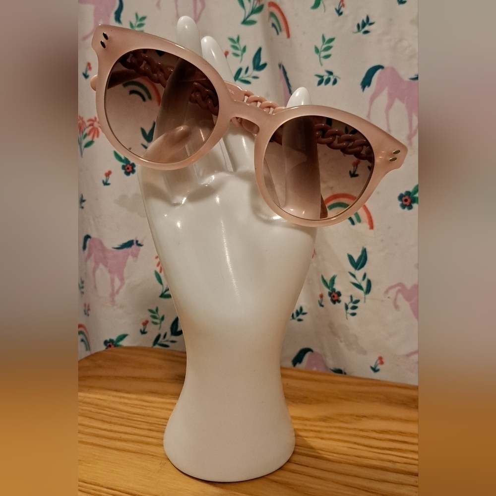 EUC Stella McCartney SC0234S Pink Braid Boho Neutral Cat Eye Sunglass Frames
